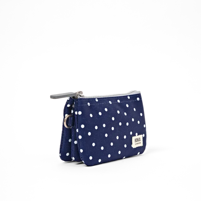 Roka London Carnaby pung Navy Polka Dot Small 0,2 liter