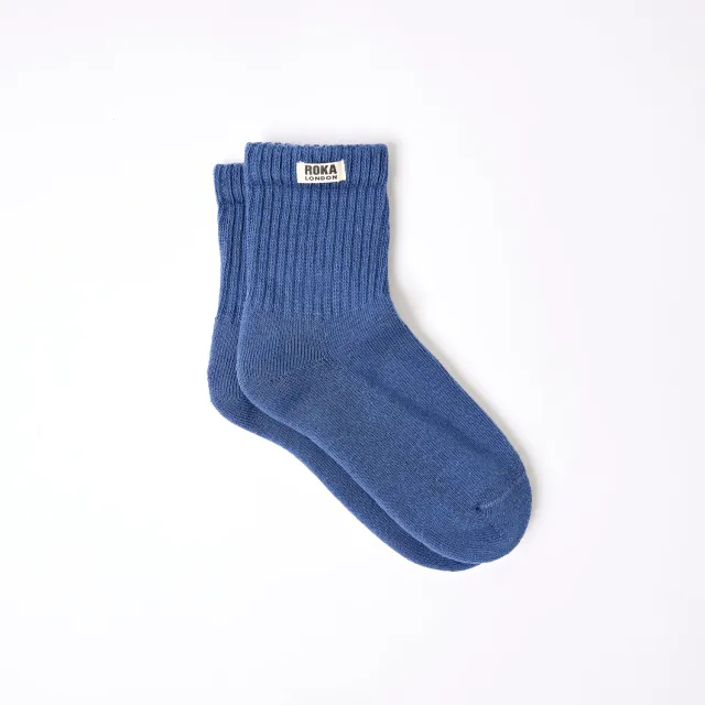 Roka London Windsor crew sokker coastal blue økobomuld