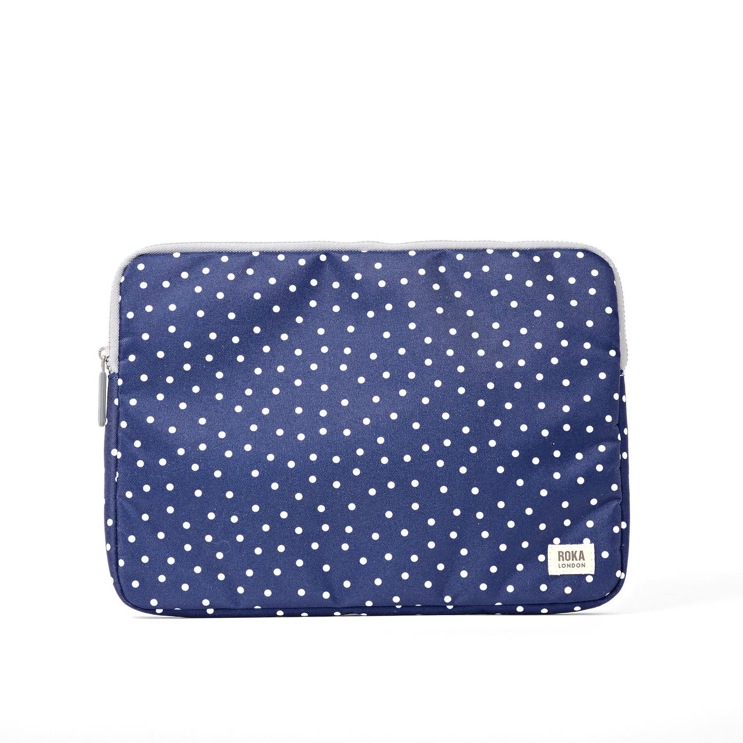 Roka London Brick Lane laptop sleeve 14 navy polka dot