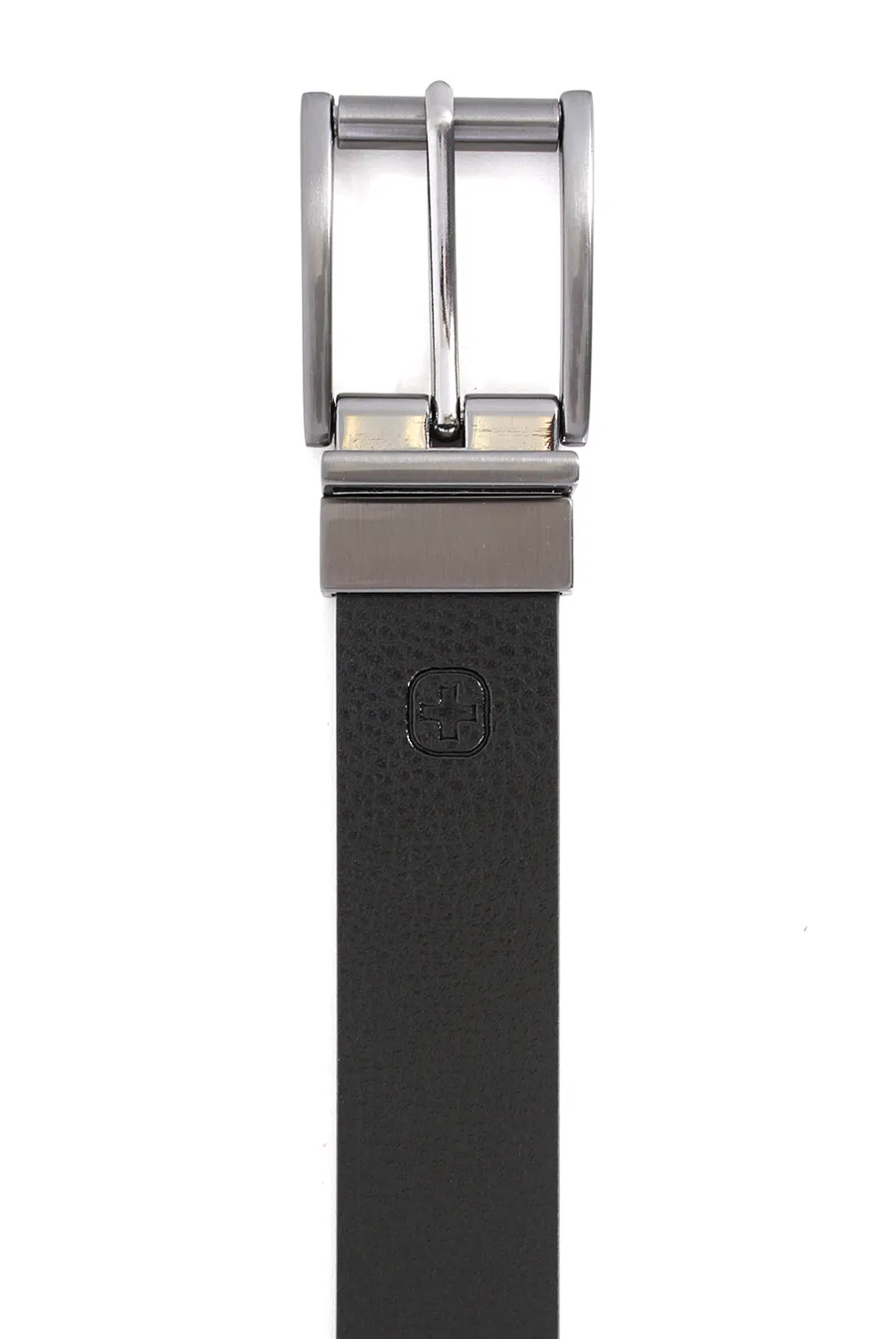 SwissGear Villars Medium vendbart læderbælte sort/brun