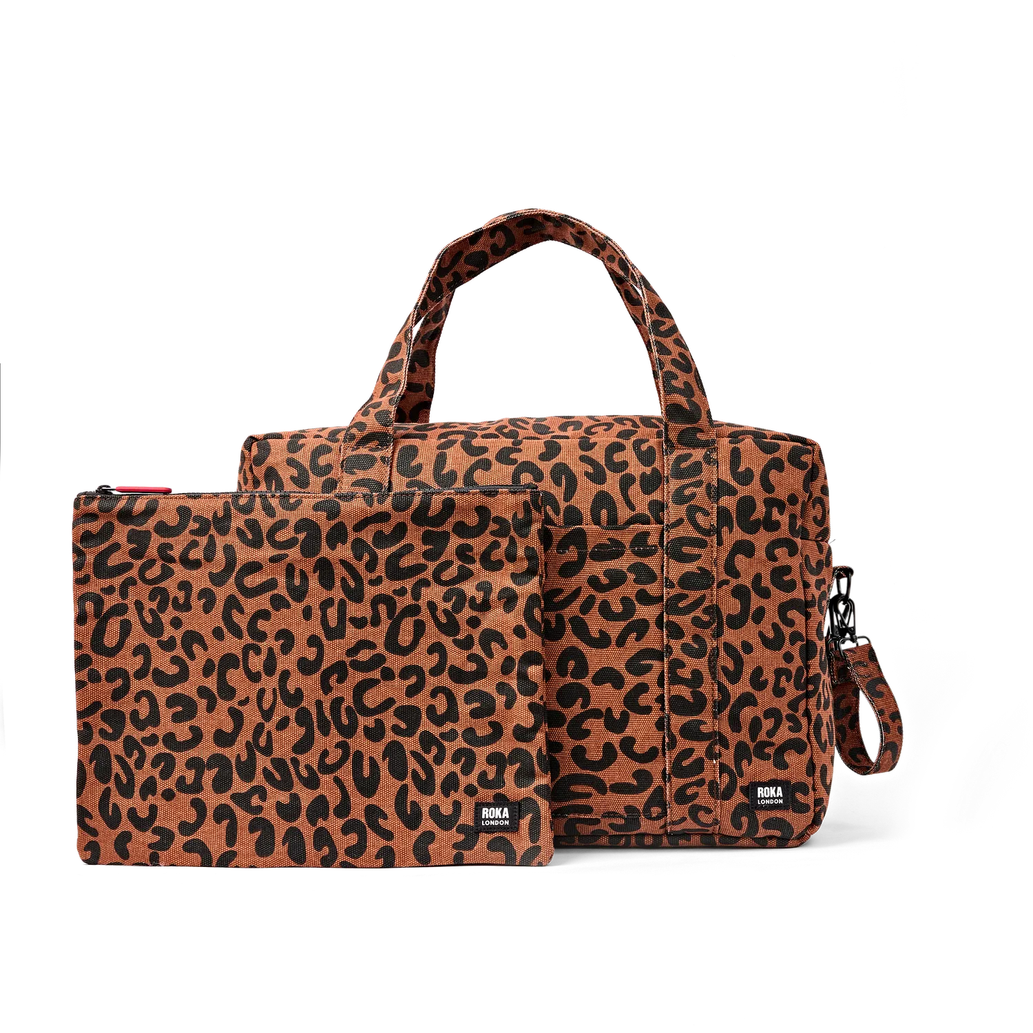 Roka London Somerset skuldertaske Large Scarlet Leopard pusle