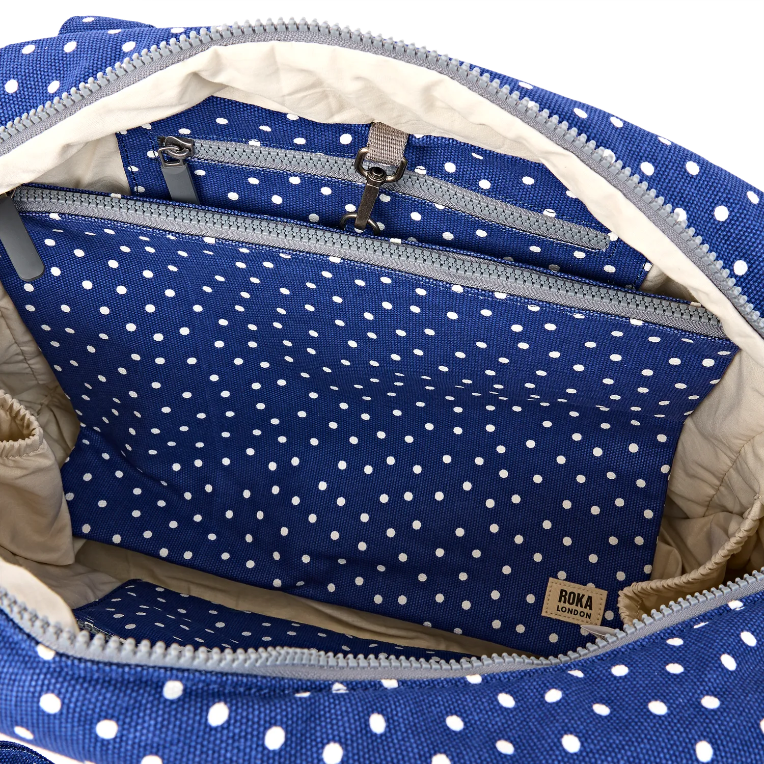 Roka London Somerset skuldertaske navy polka 18,5 liter
