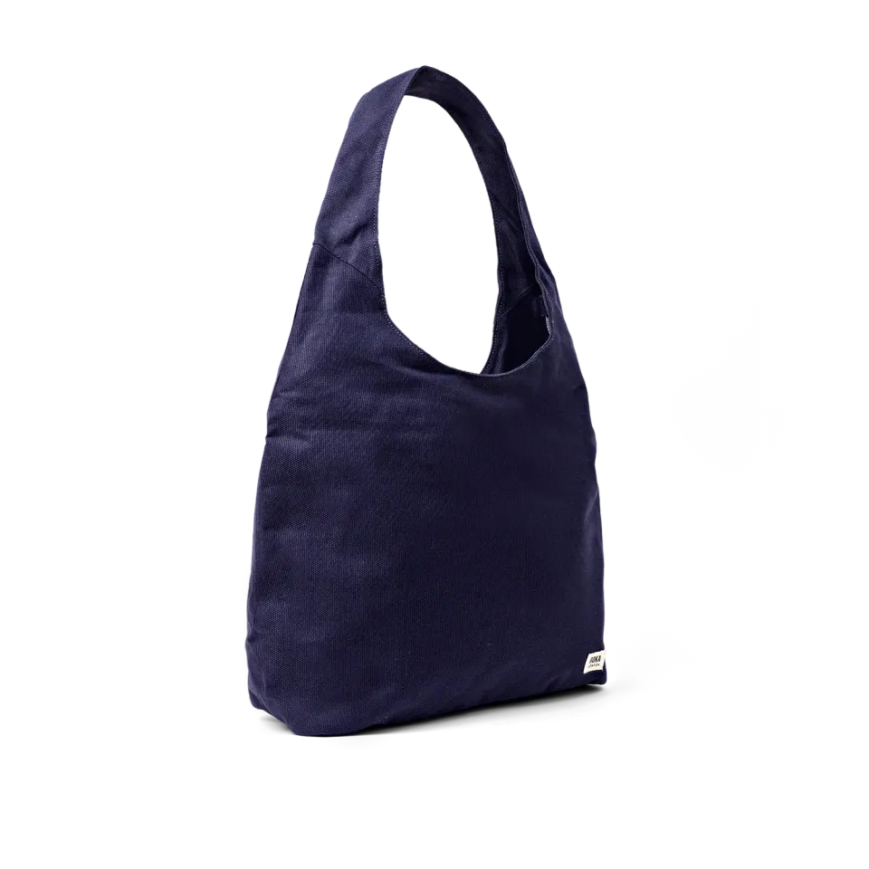 Roka London Hoxton skuldertaske Navy Blue Large canvas