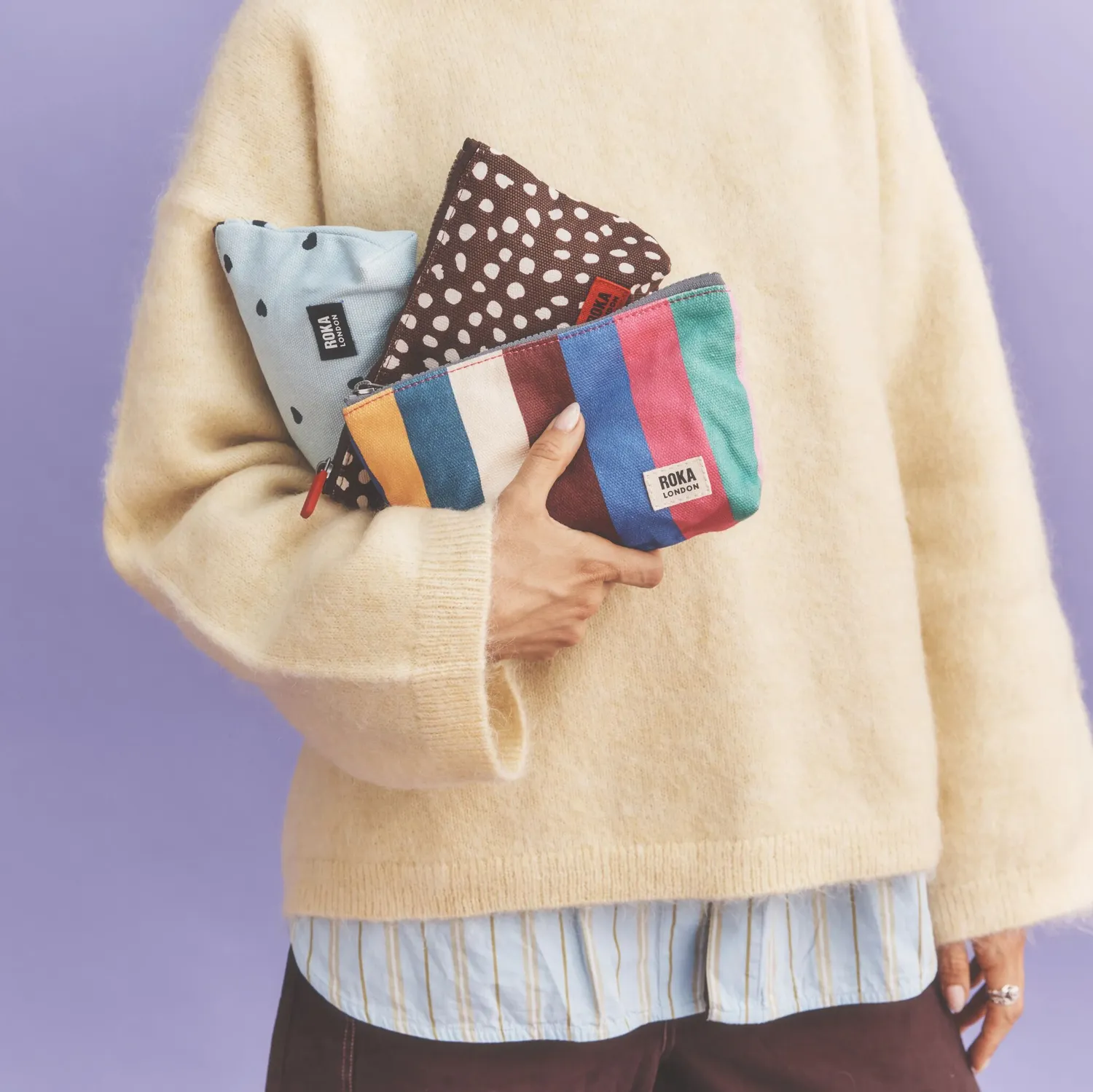 Roka London Maida Vale Pouch pung Small Brown Spot vejrbestandig
