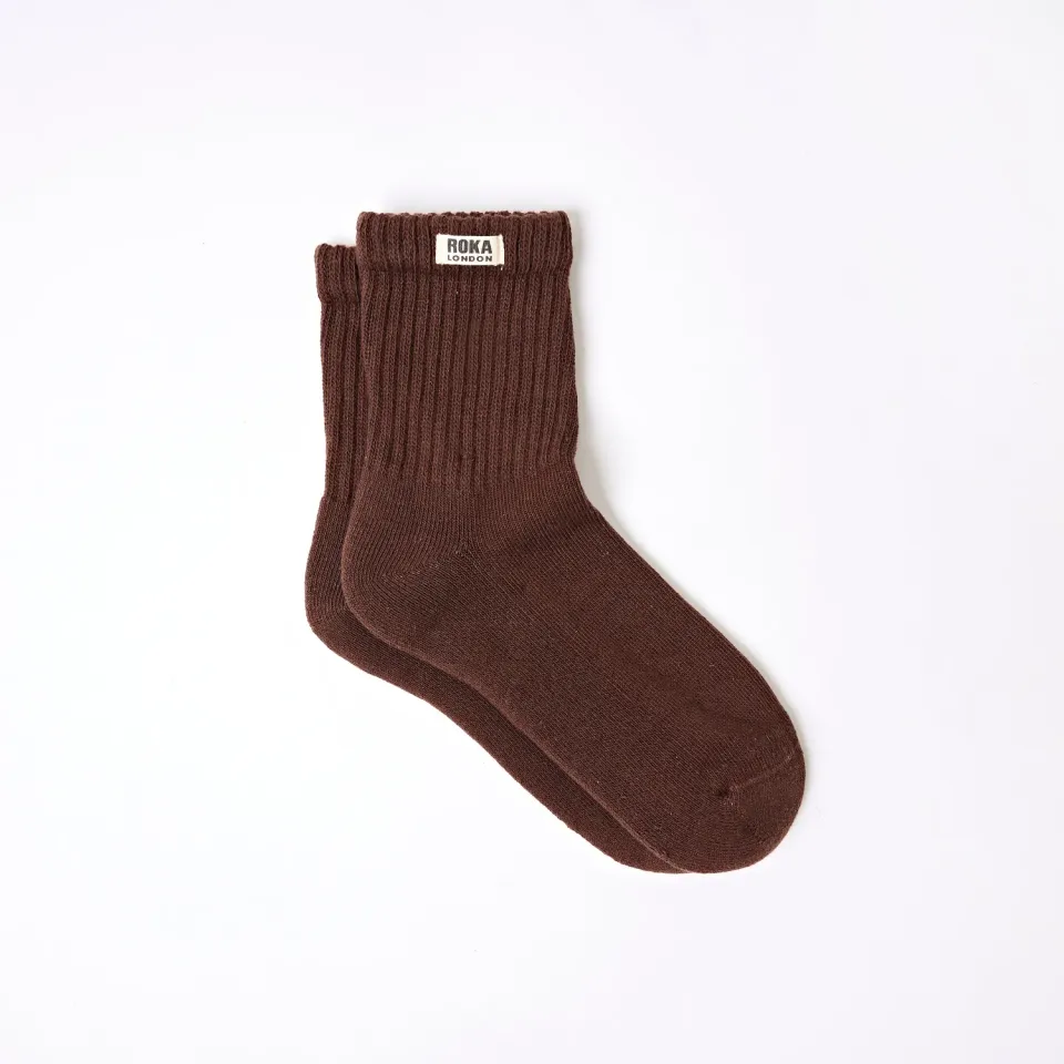 Roka London Windsor Crew strømper coco brun str 36-42