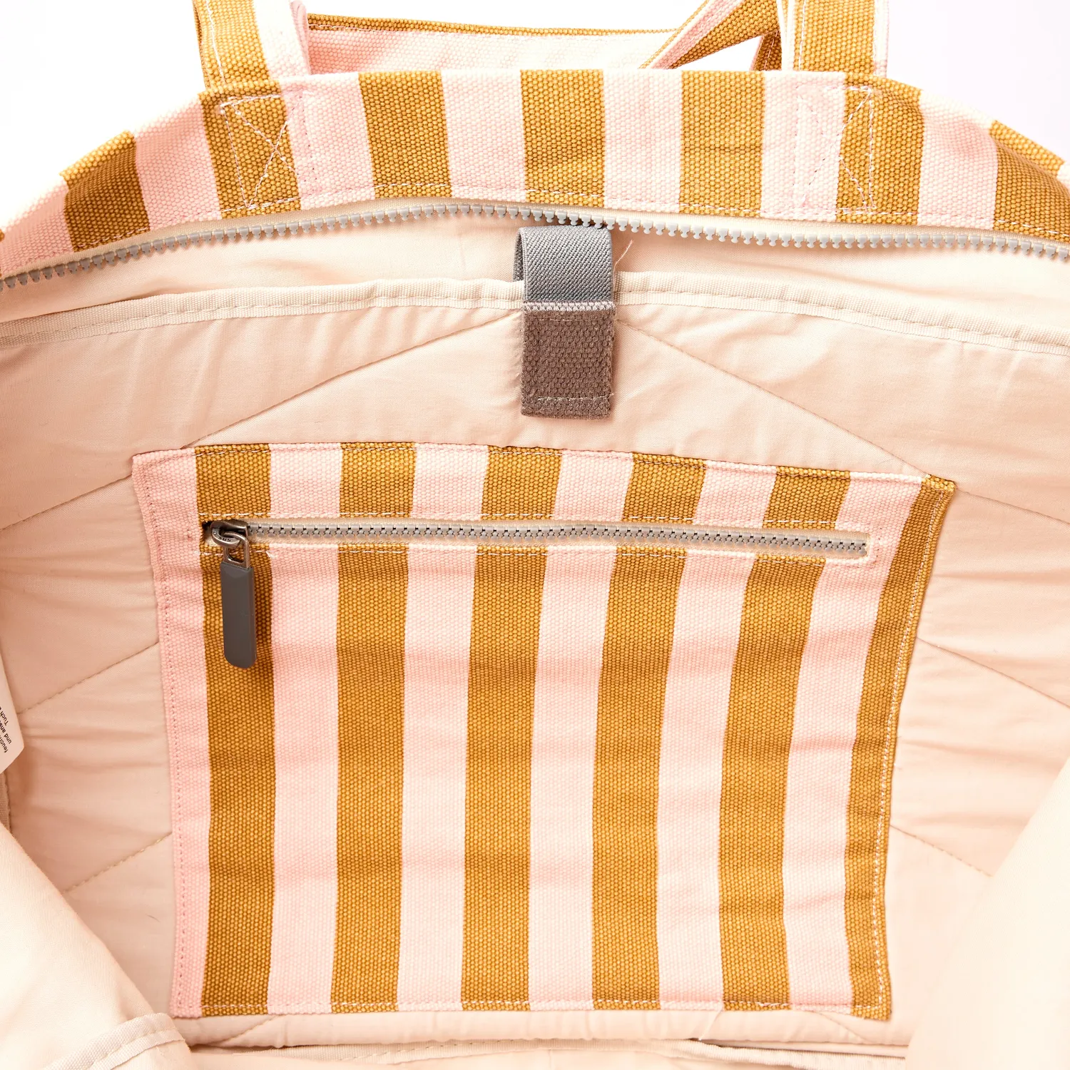 Roka London Marylebone Rose Gold Stripe totebag large 43 liter bomuld