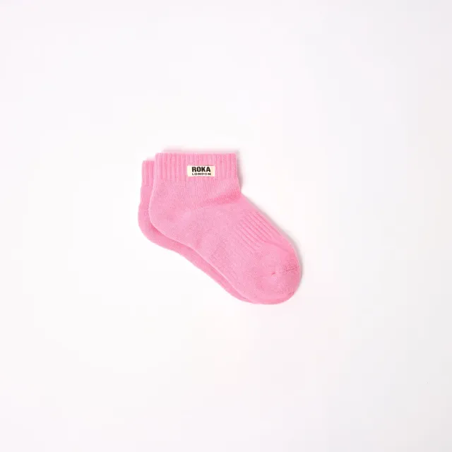 Roka London Wembley ankelsokker Pink Carnation børn bomuld