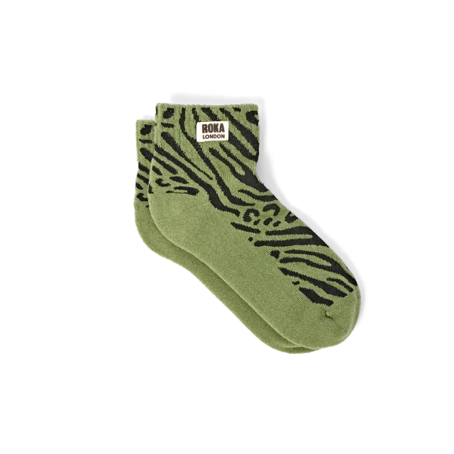 Roka London Wembley ankelsokker Green Animal 36-42 bomuld