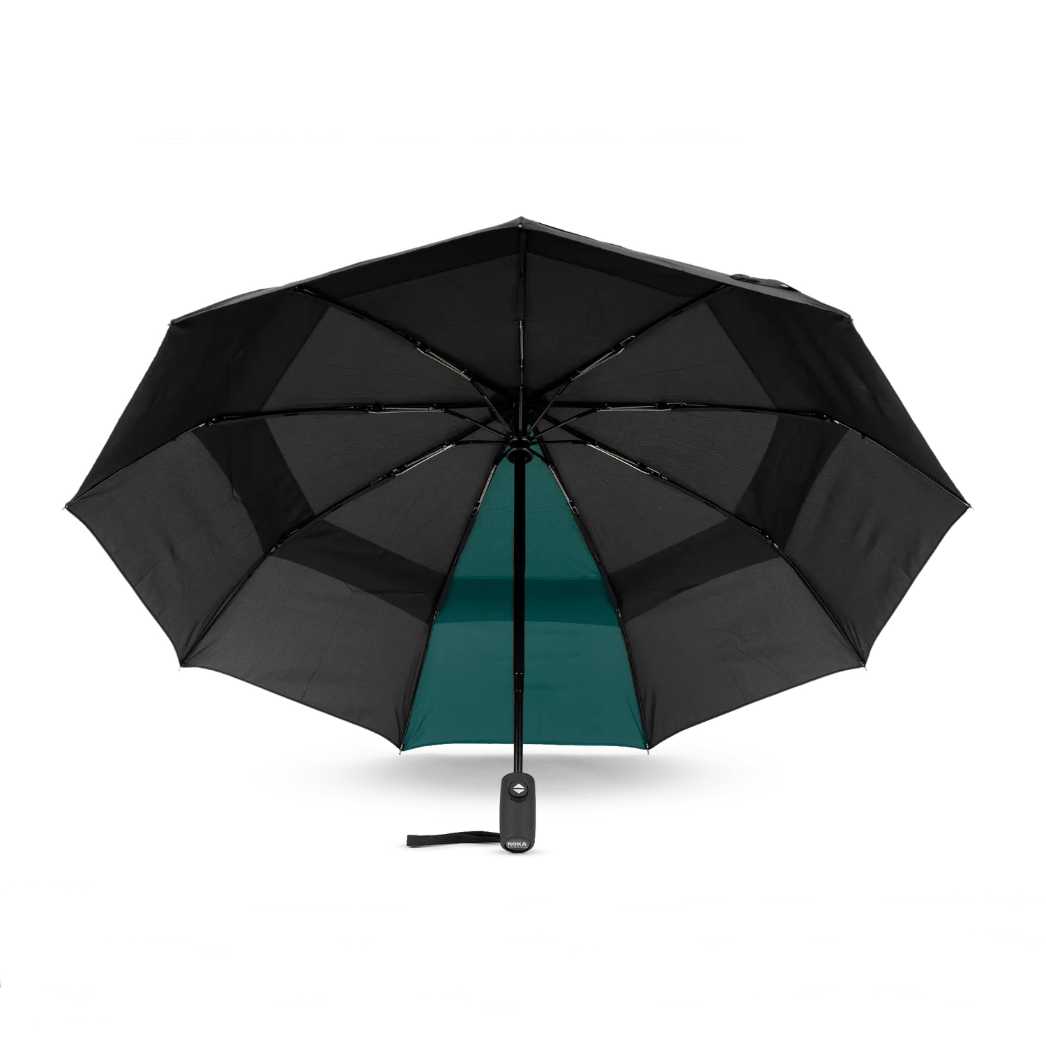 Roka London Waterloo paraply Black Teal Medium kompakt