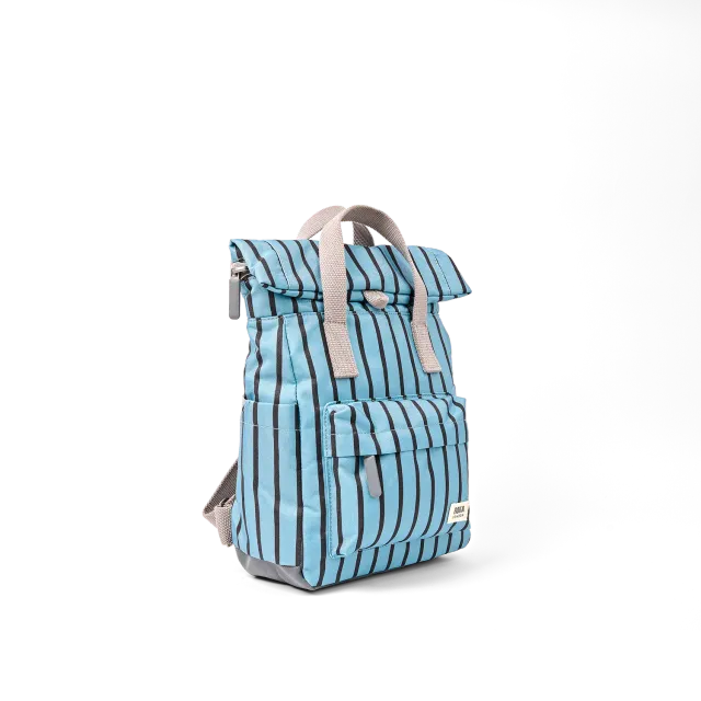 Roka London Canfield Roll Top rygsæk Blue Stripe vegansk
