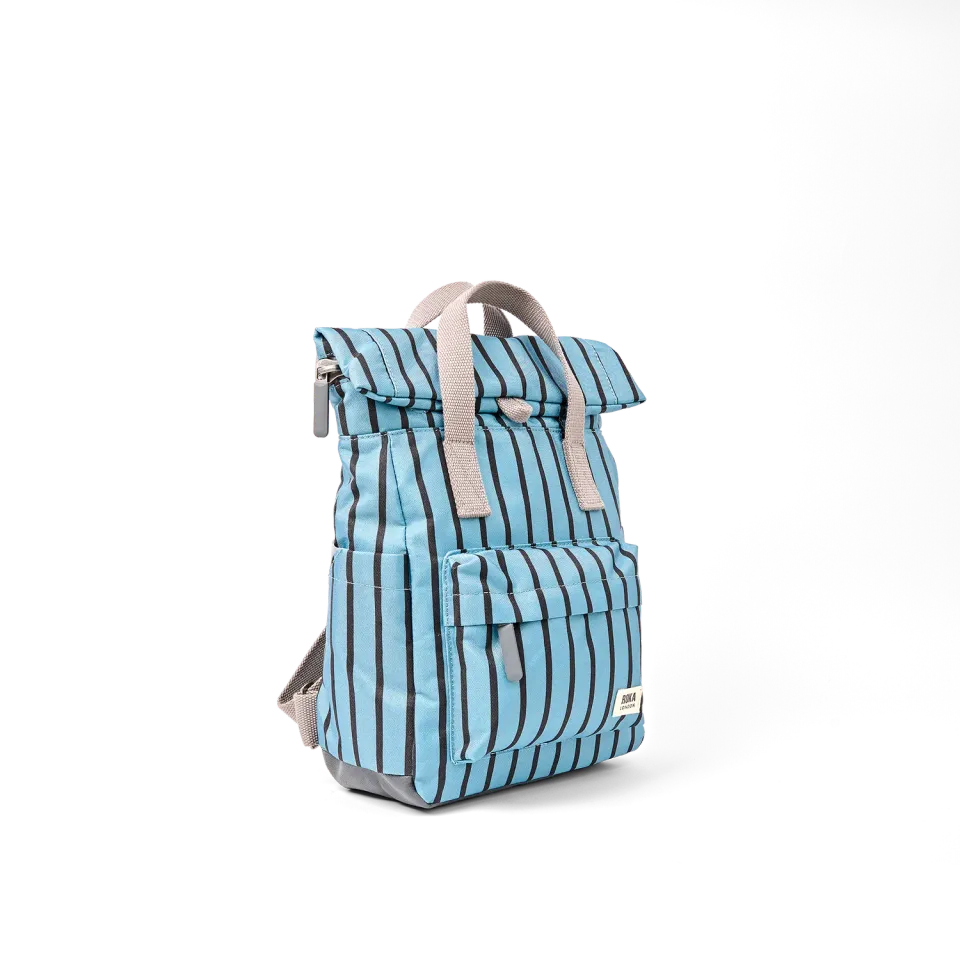 Roka London Canfield Roll Top rygsæk Blue Stripe vegansk
