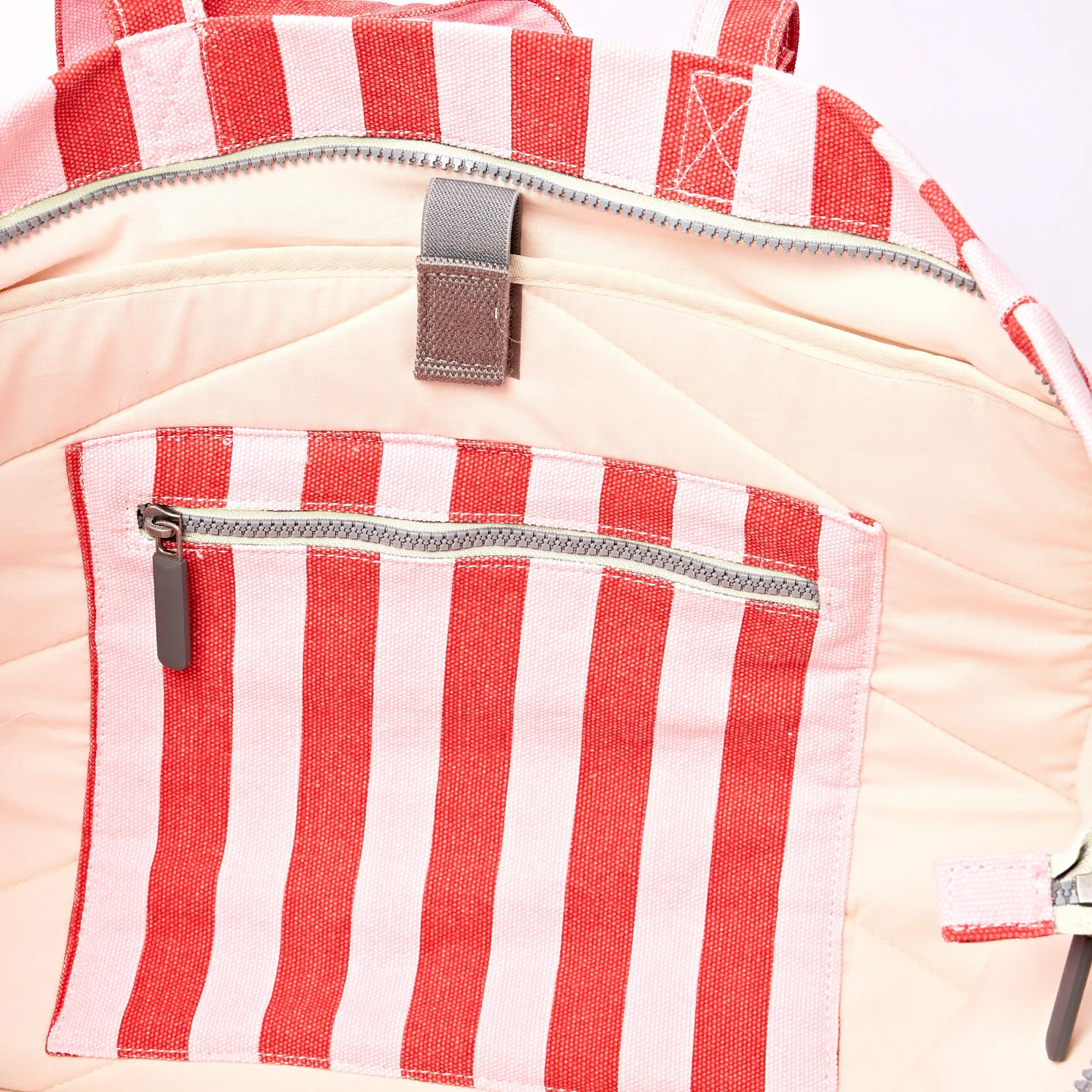 Roka London Marylebone tote bag Strawberry Stripe Large 43 liter