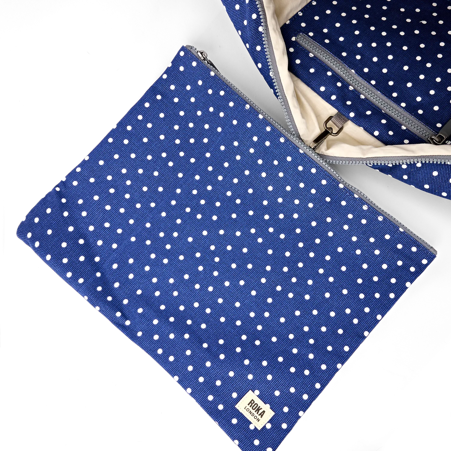 Roka London Somerset skuldertaske navy polka 18,5 liter