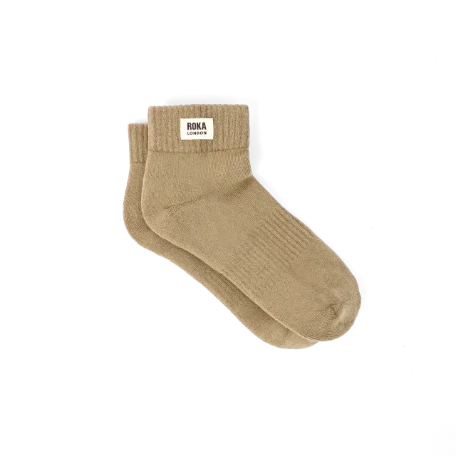Roka London Wembley ankelstrømper Khaki 36-42 økologisk bomuld