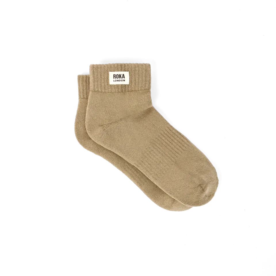 Roka London Wembley ankelstrømper Khaki 36-42 økologisk bomuld