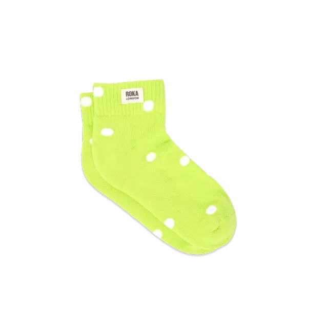 Roka London Wembley Lime Dot ankelsokker dame 36-42