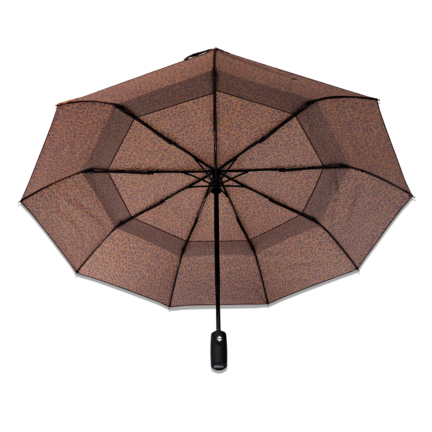 Roka London Waterloo paraply Brown Mini Leopard lommemodel