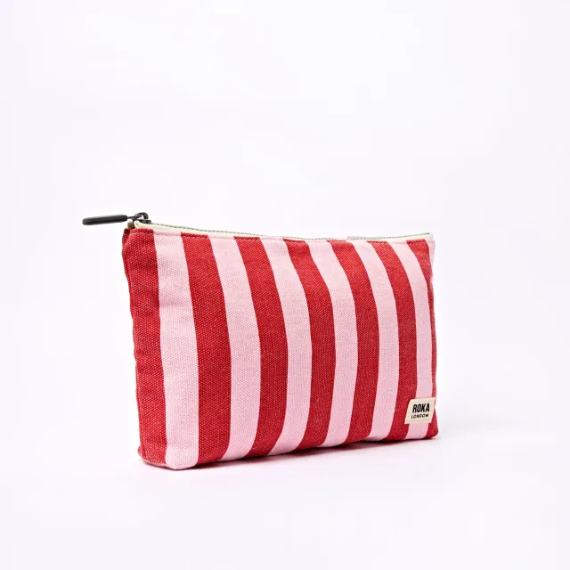 Roka London Maida Vale pung Strawberry Stripe bomuldslærred