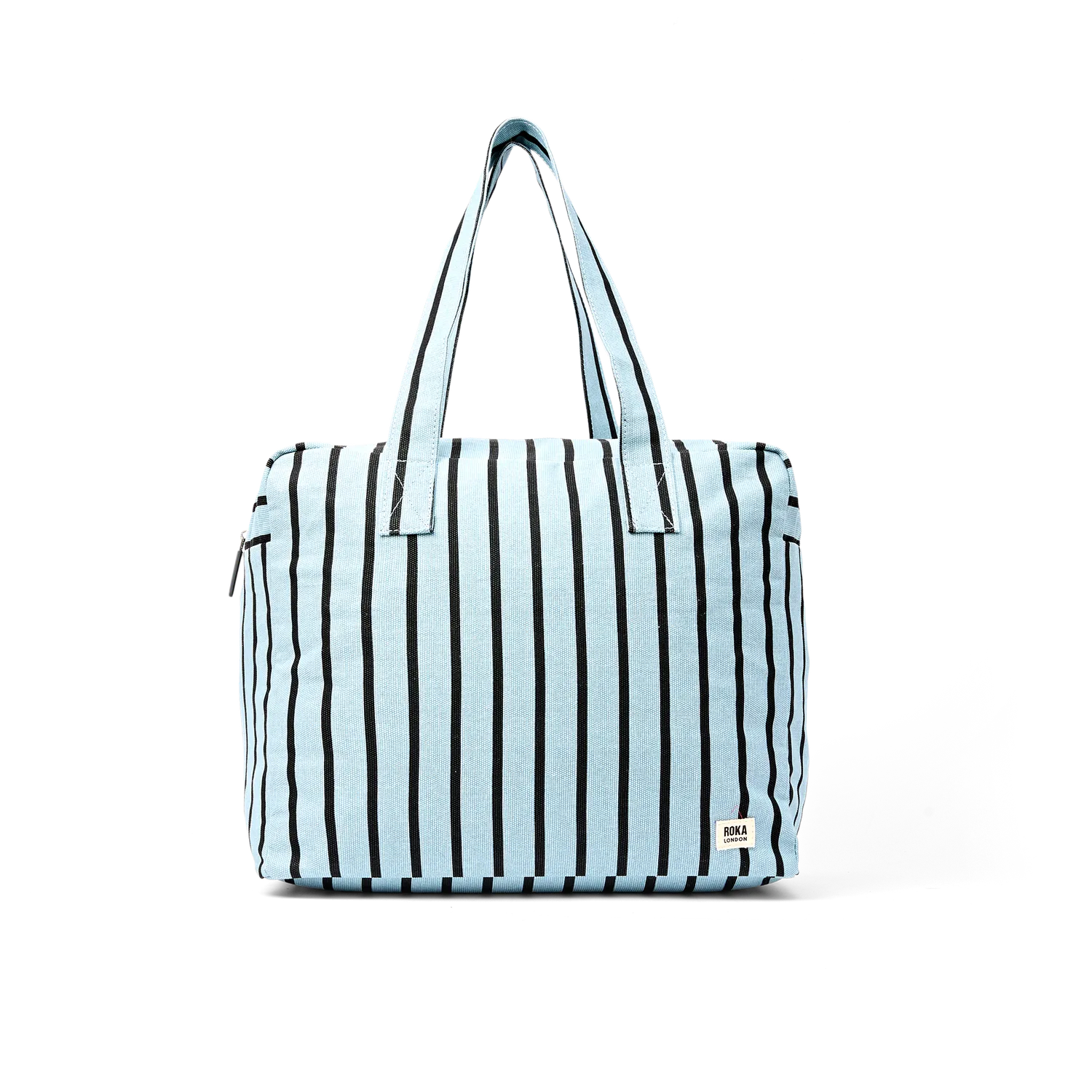 Roka London Sloane Medium skuldertaske blue stripe 24,4 liter