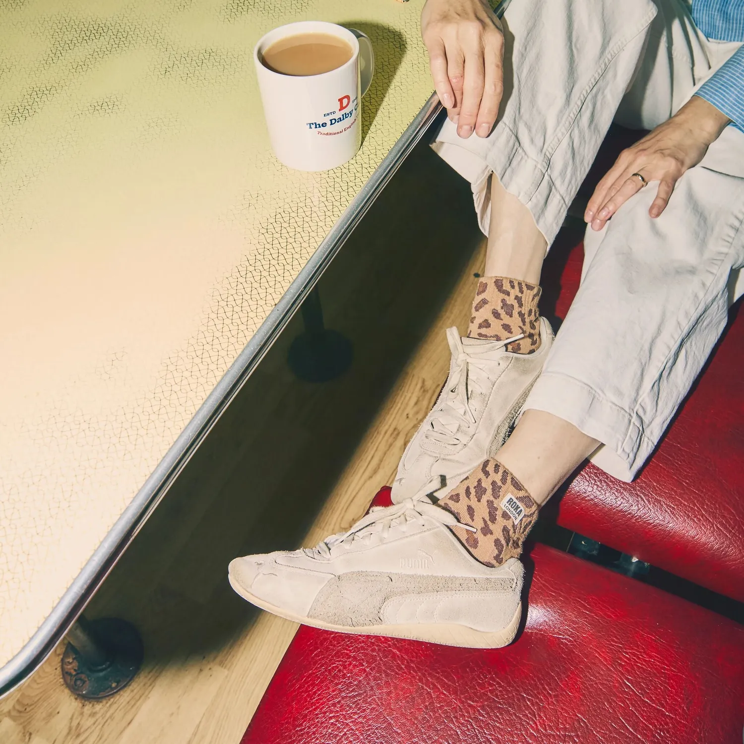 Roka London Wembley ankelsokker Leopard Sand UK 3-8 økologiske