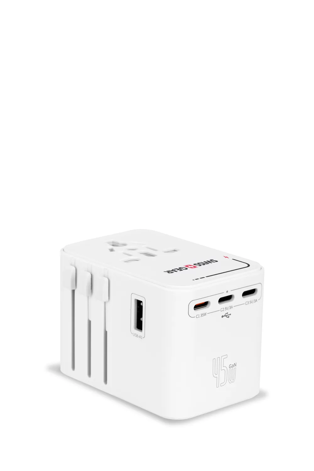 SWISSGEAR Worldwide Travel Adapter rejseadapter hvid med USB-C