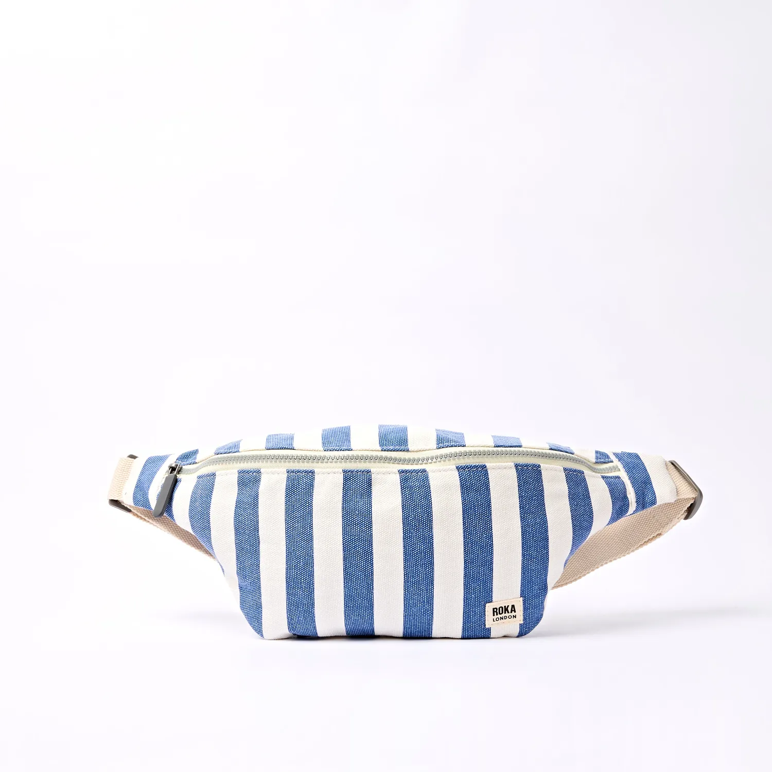Roka London Mill Hill Small bæltetaske denim stripe