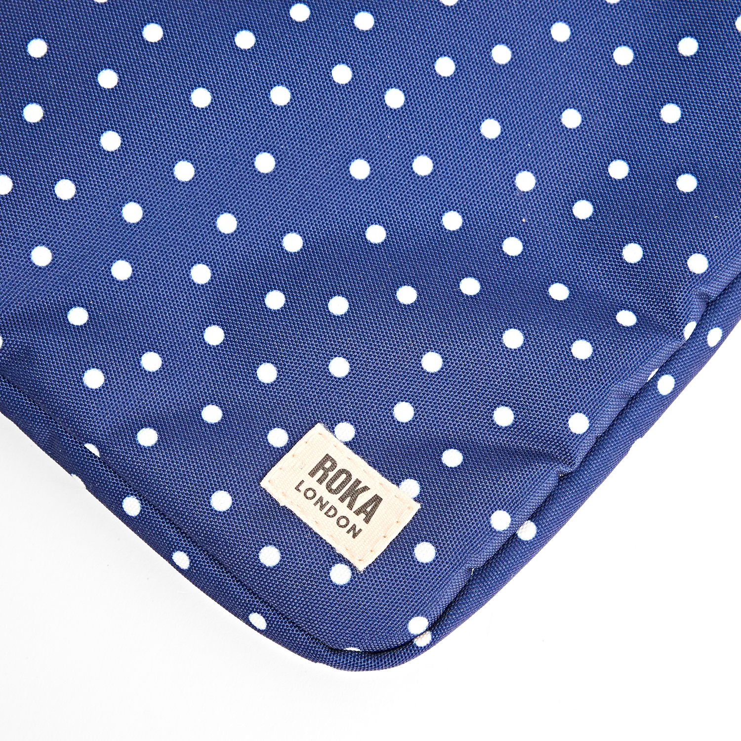 Roka London Brick Lane laptop sleeve 14 navy polka dot