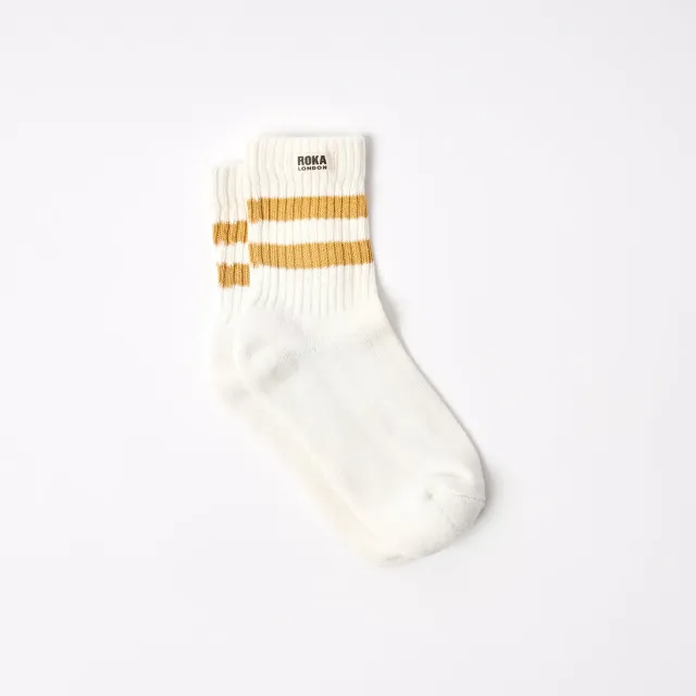 Roka London Windsor strømper gul stribet 36-42