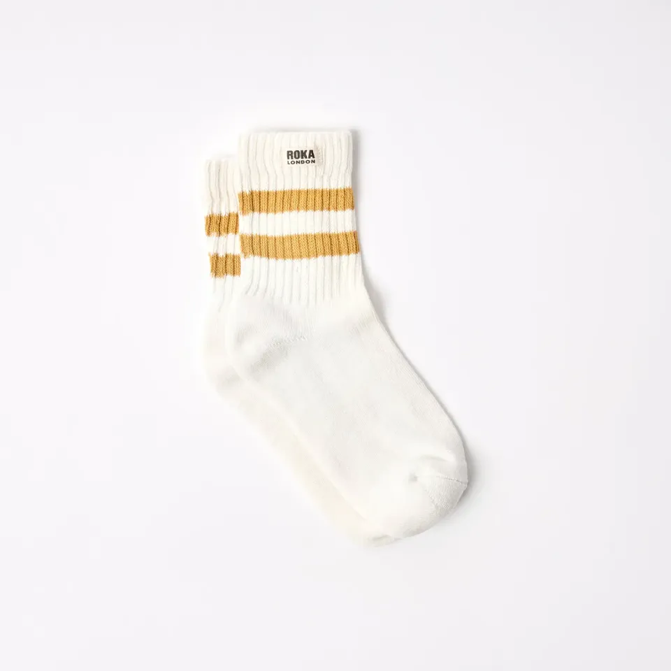 Roka London Windsor strømper gul stribet 36-42