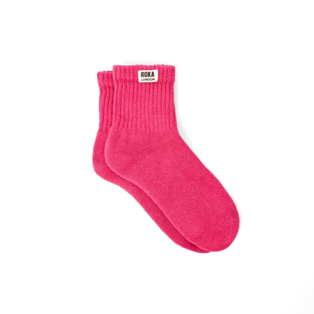 Roka London Windsor crew strømper Granita Red økologisk bomuld