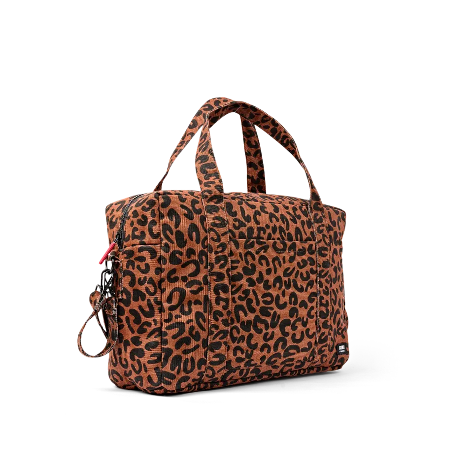 Roka London Somerset skuldertaske Large Scarlet Leopard pusle