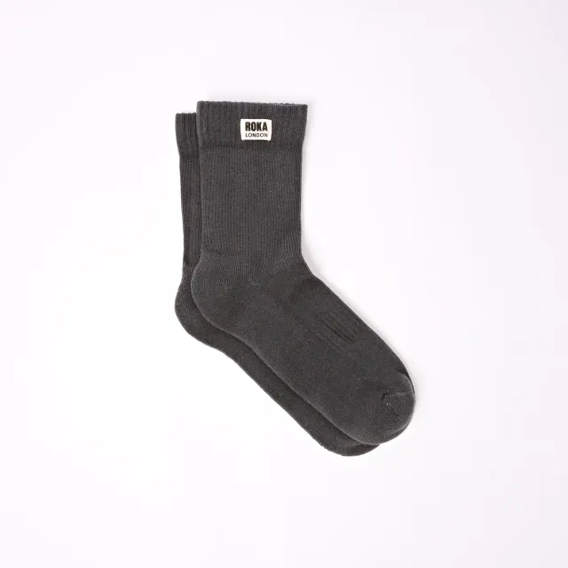 Roka London Wimbledon sokker Faded Black økologisk bomuld