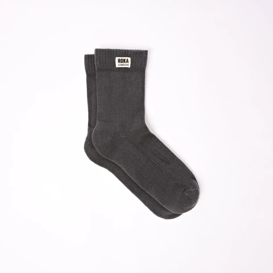 Roka London Wimbledon sokker Faded Black økologisk bomuld