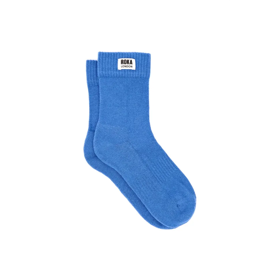 Roka London Wimbledon crew socks malibu blue økologisk