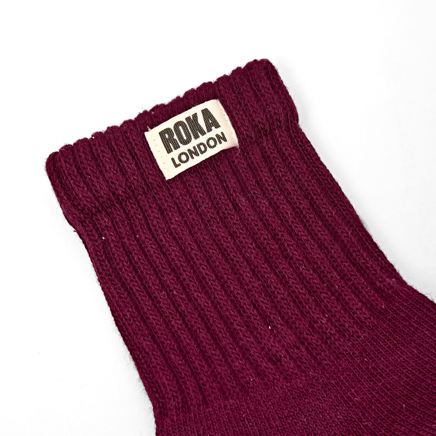 Roka London Windsor strømper Plum crew økobomuld