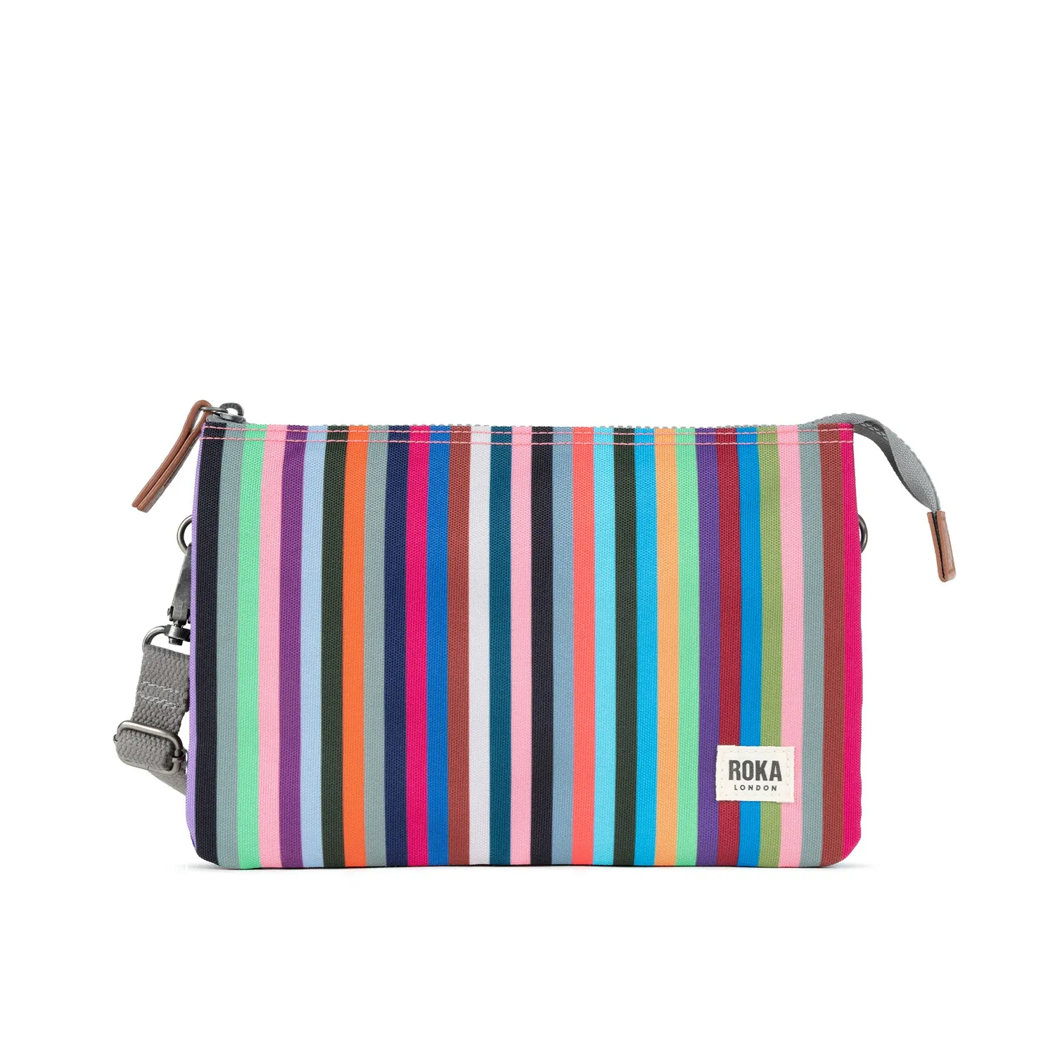 Roka London Carnaby XL crossbody taske Multi Stripe pung