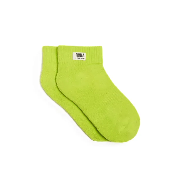 Roka London Wembley ankelstrømper lime 36-42 økologisk bomuld