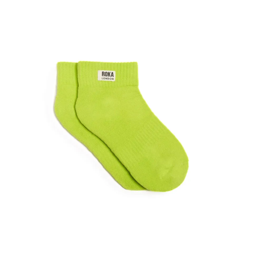 Roka London Wembley ankelstrømper lime 36-42 økologisk bomuld