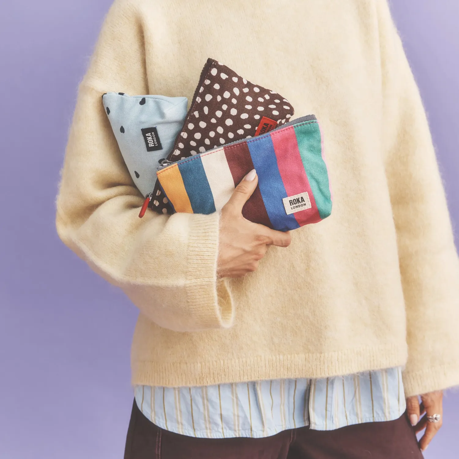 Roka London Maida Vale pouch wide stripe multi 2,2 liter