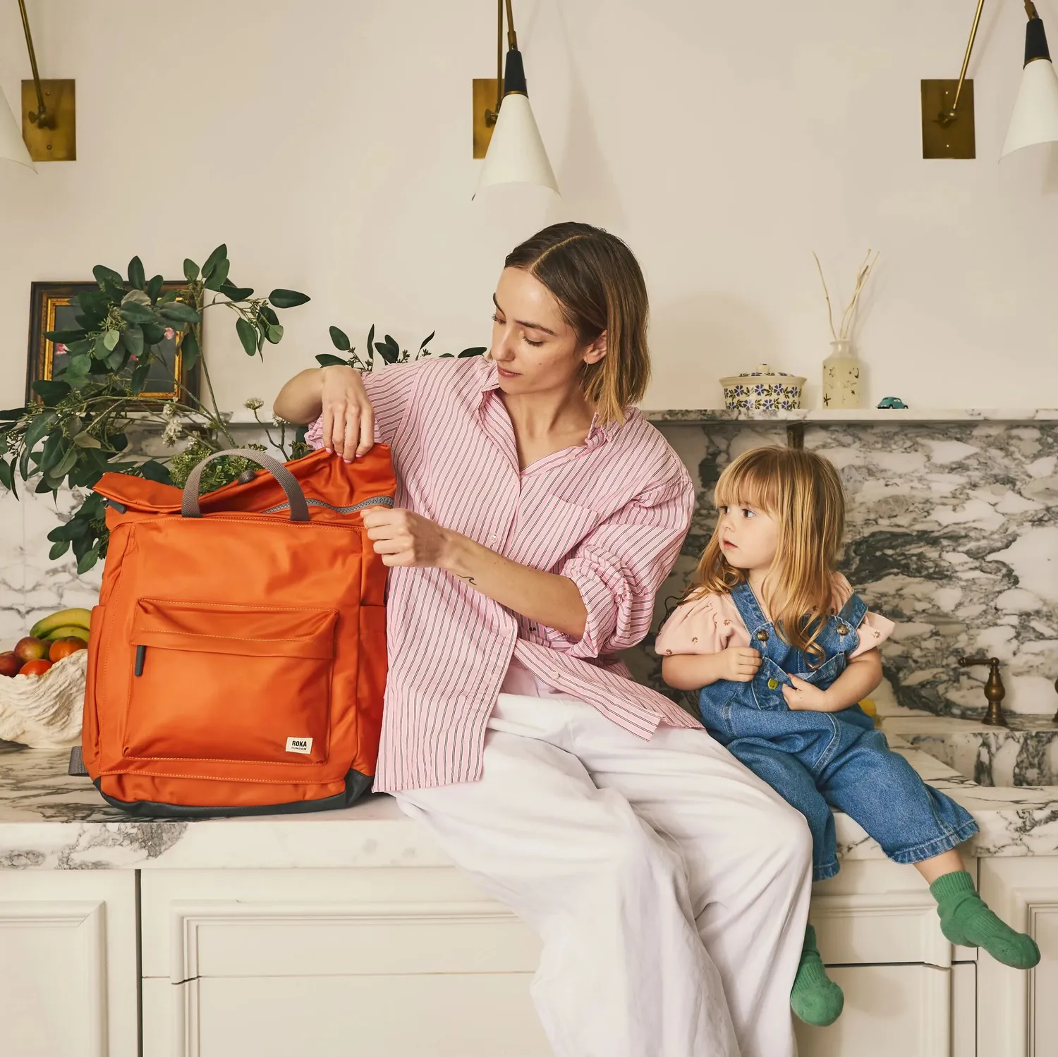 Roka London Primrose pusletaske large burnt orange 4-i-1 rygsæk