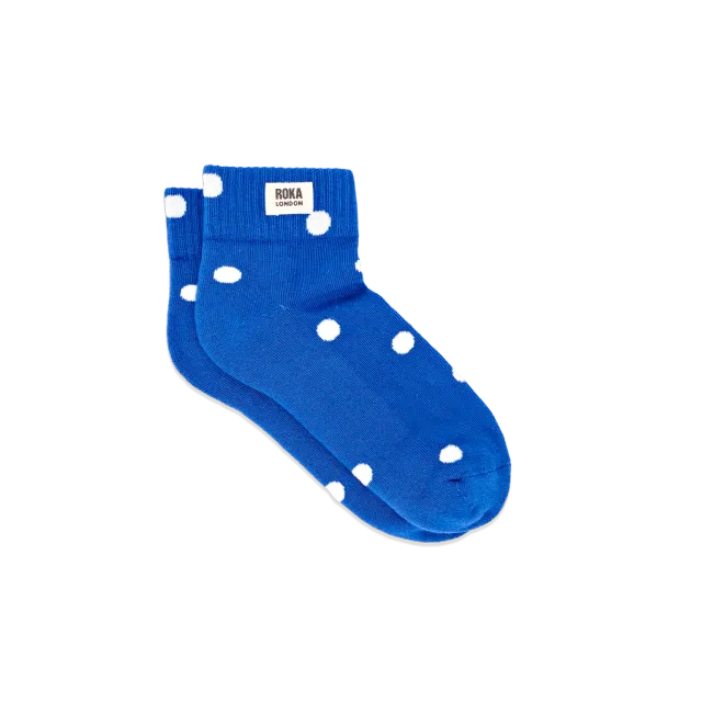 Roka London Wembley ankelsokker Malibu Blue Dot UK 3-8 prikket