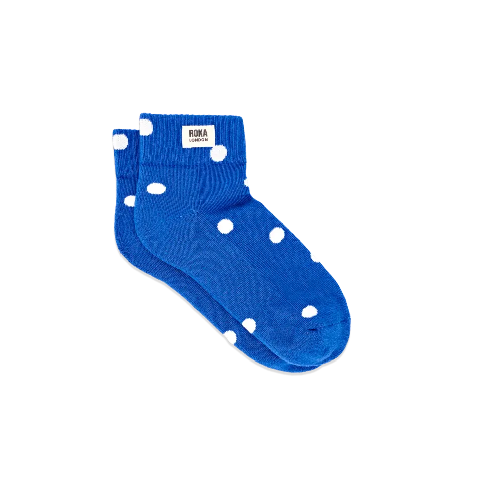 Roka London Wembley ankelsokker Malibu Blue Dot UK 3-8 prikket