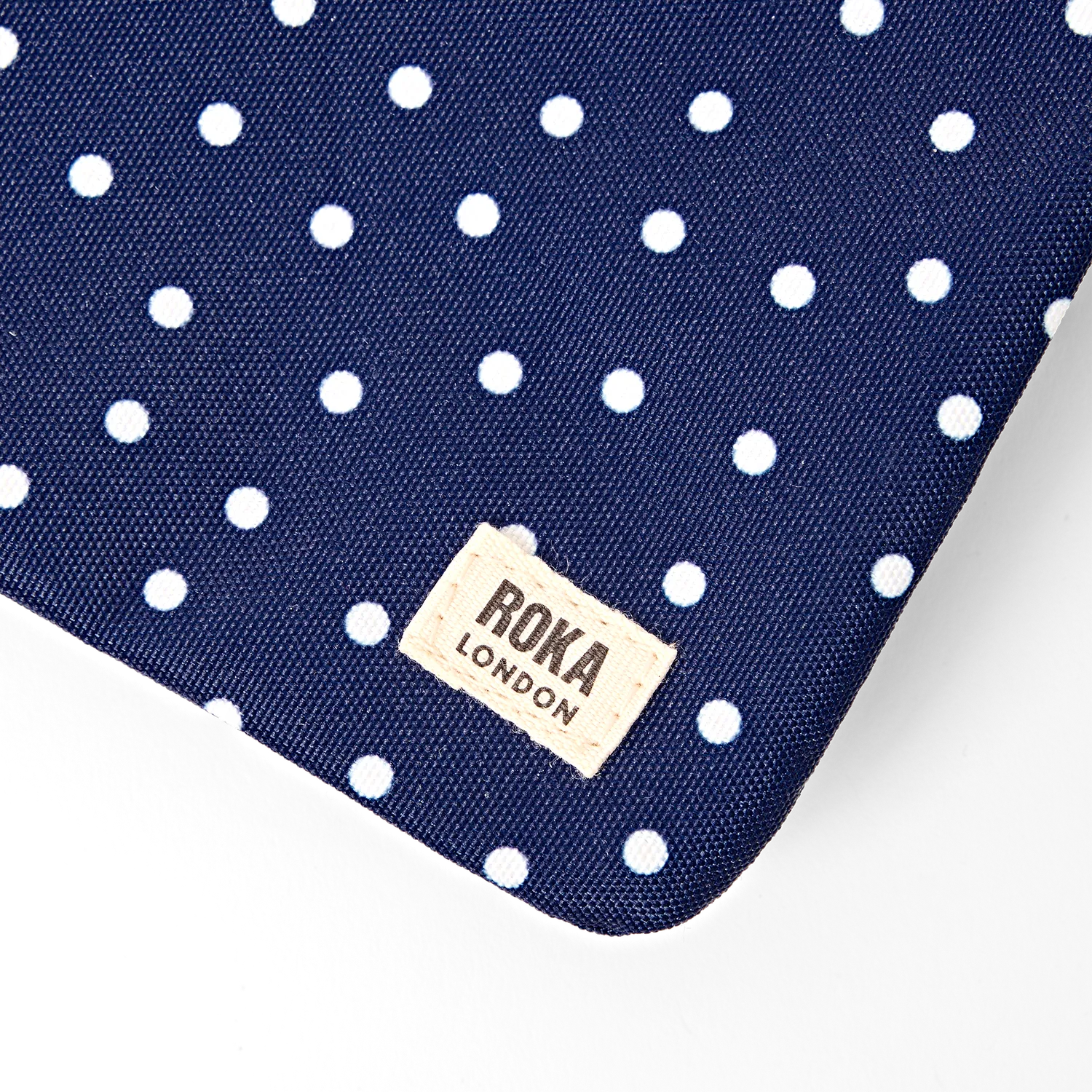 Roka London Carnaby crossbody taske XL Navy Polka Dot