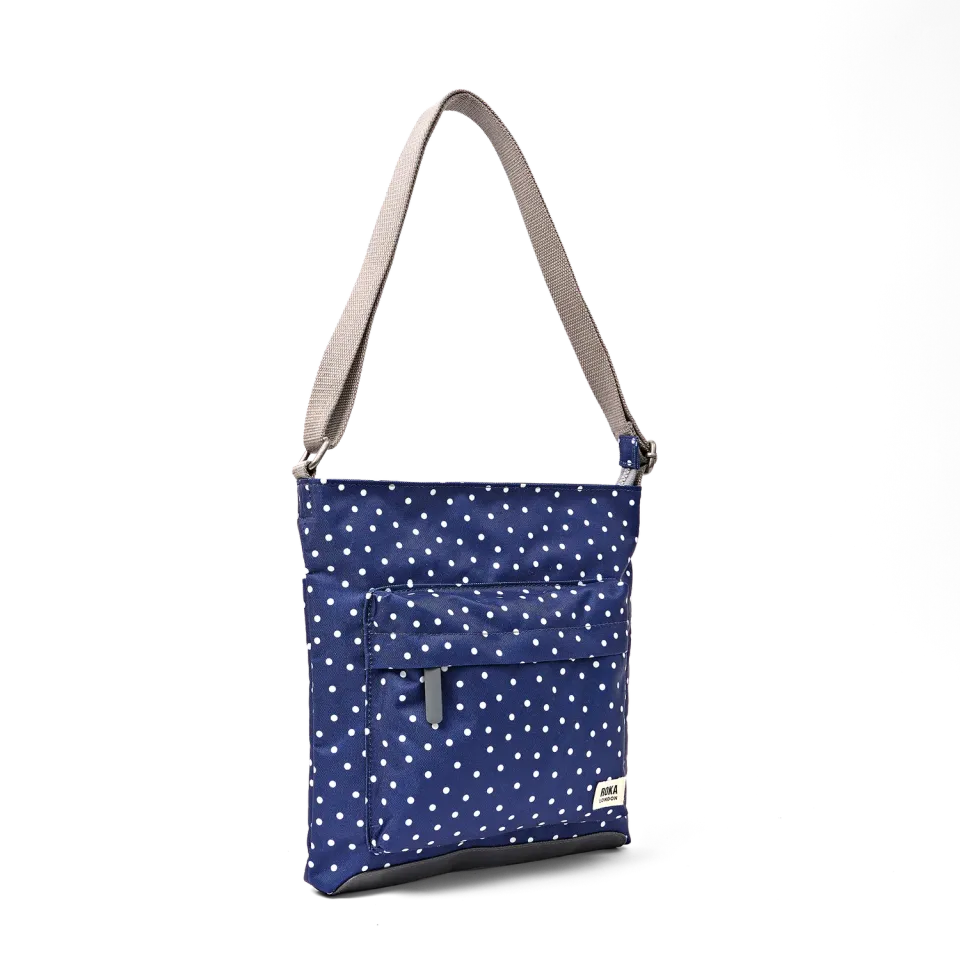 Roka London Kennington crossbody Navy Polka Dot Medium 2,7 liter