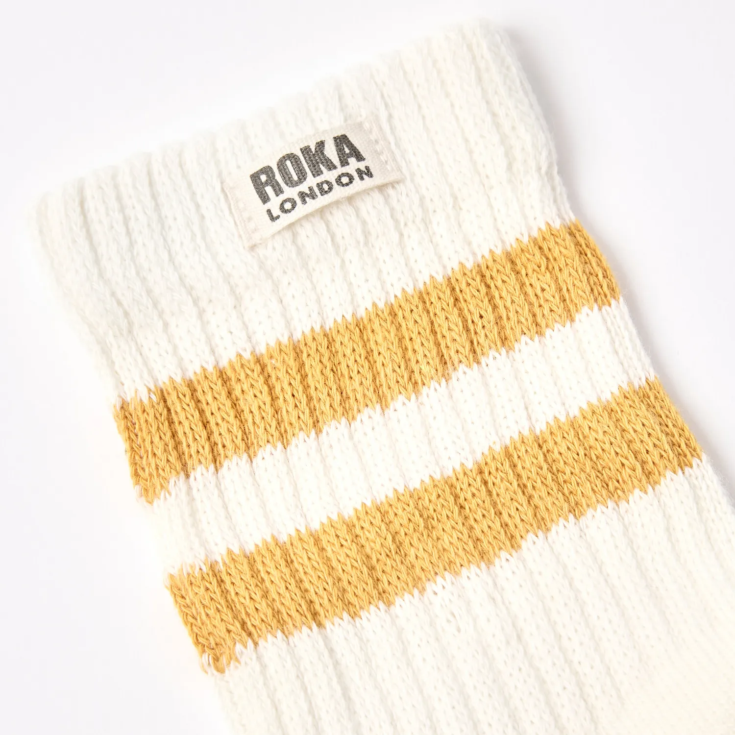 Roka London Windsor strømper gul stribet 36-42