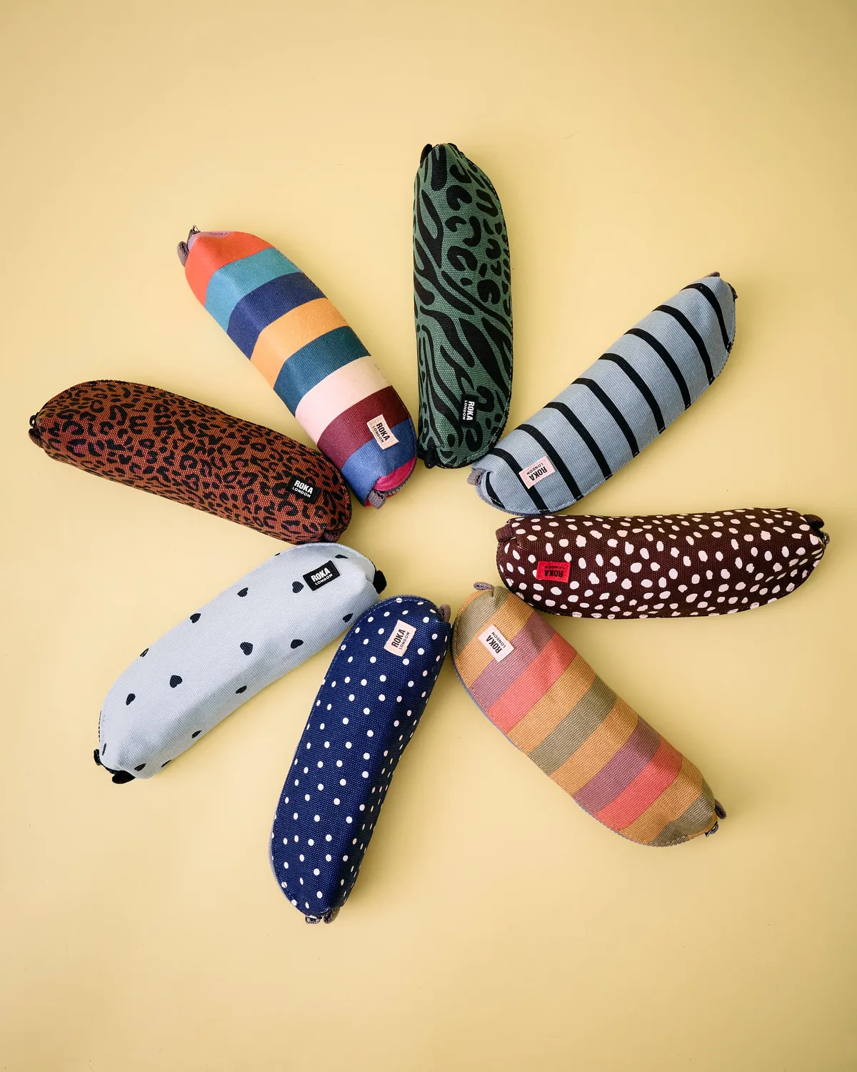 Roka London Tate pouch Faded Multi Stripe bomuld