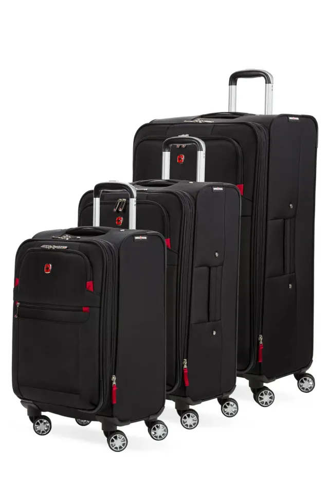 Swissgear 6568 kuffertsæt 3 dele sort rød spinner
