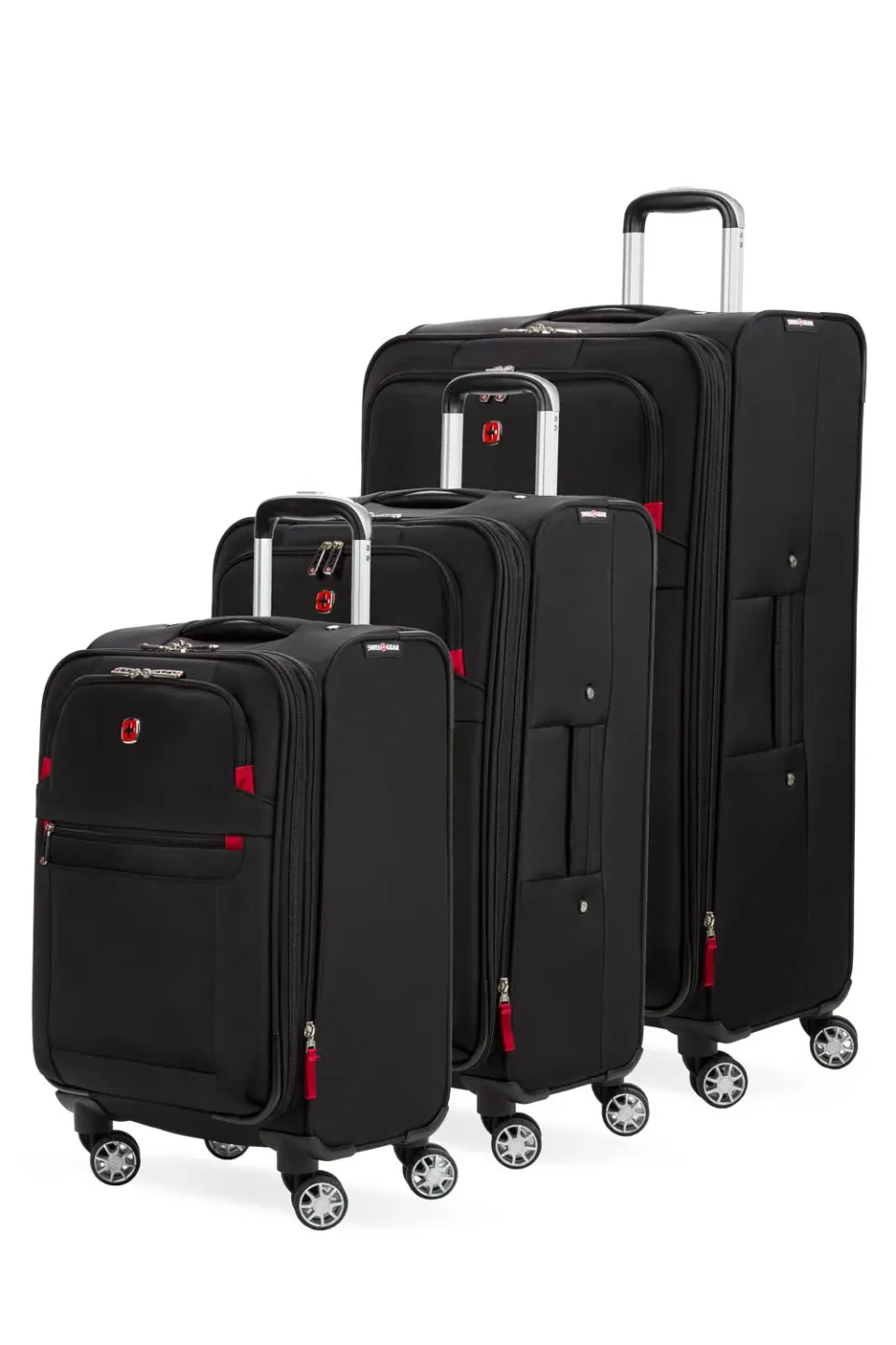 Swissgear 6568 kuffertsæt 3 dele sort rød spinner