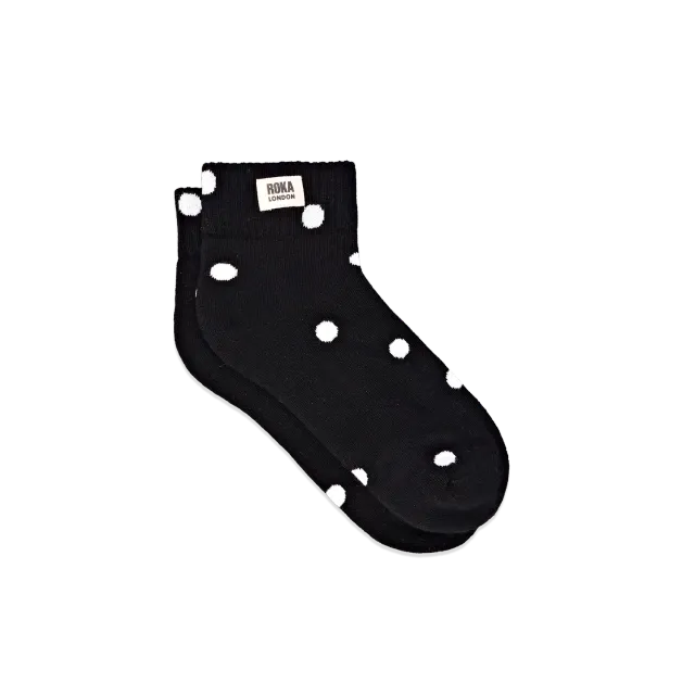 Roka London Wembley ankelstrømper Black Dot prikkede