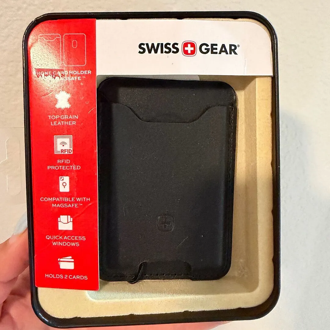 Swissgear Snapp MagSafe kortholder sort læder RFID